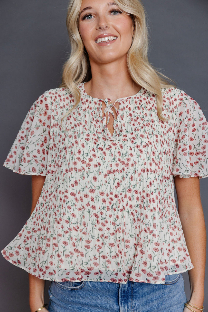 Berry Hill Blouse in Off White/Rose