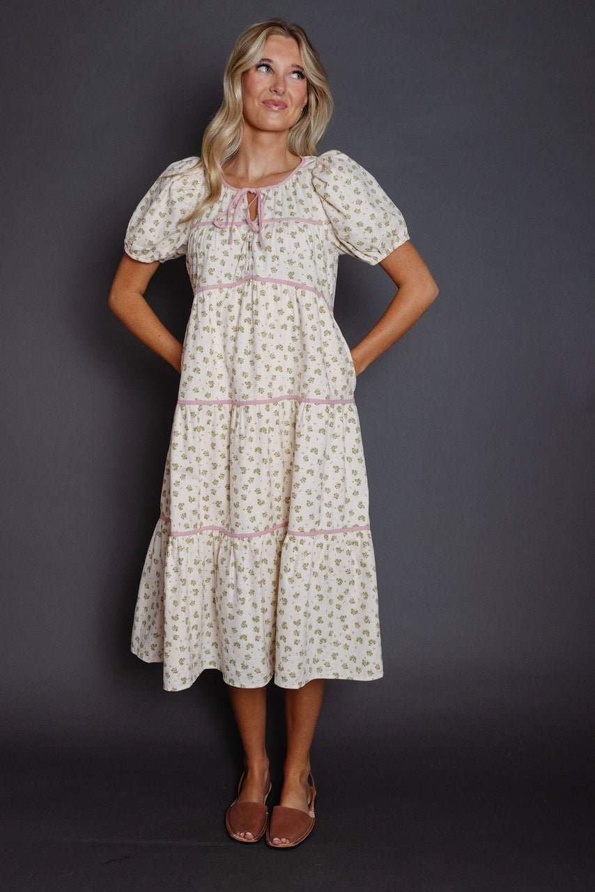 Brooks Dress in Natural/Rose