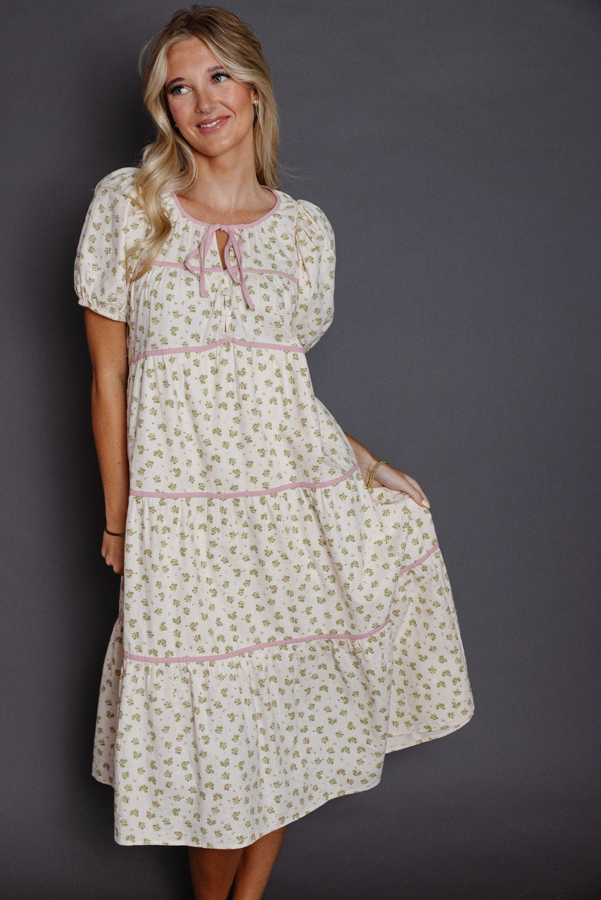 Brooks Dress in Natural/Rose