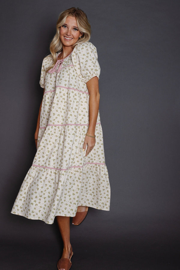Brooks Dress in Natural/Rose