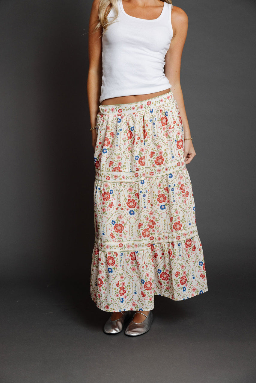 Leonarda Skirt in Cream Floral