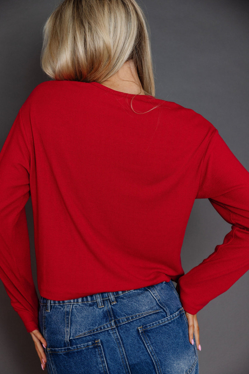 Merit Cardigan Tee in Cherry