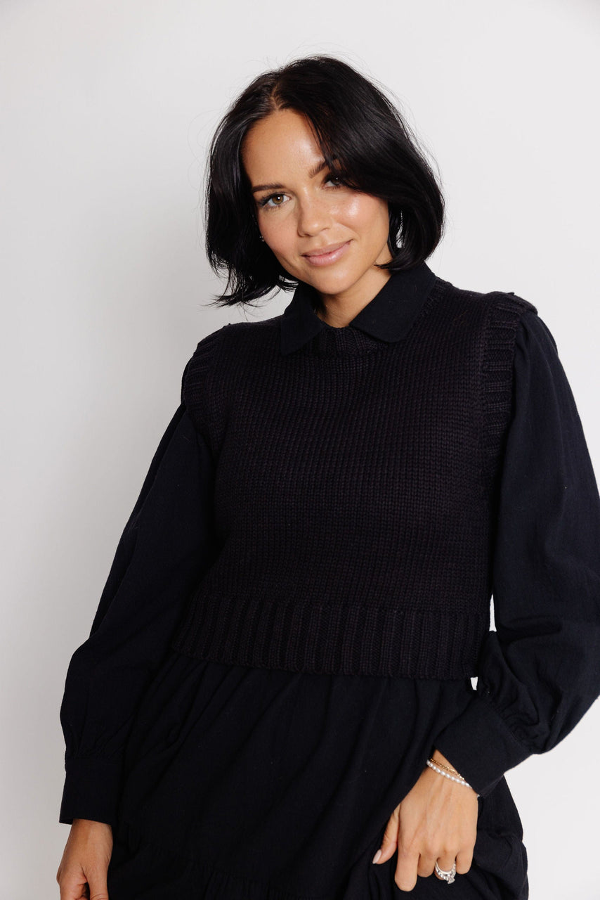 Abbie Dress and Sweater Vest in Black