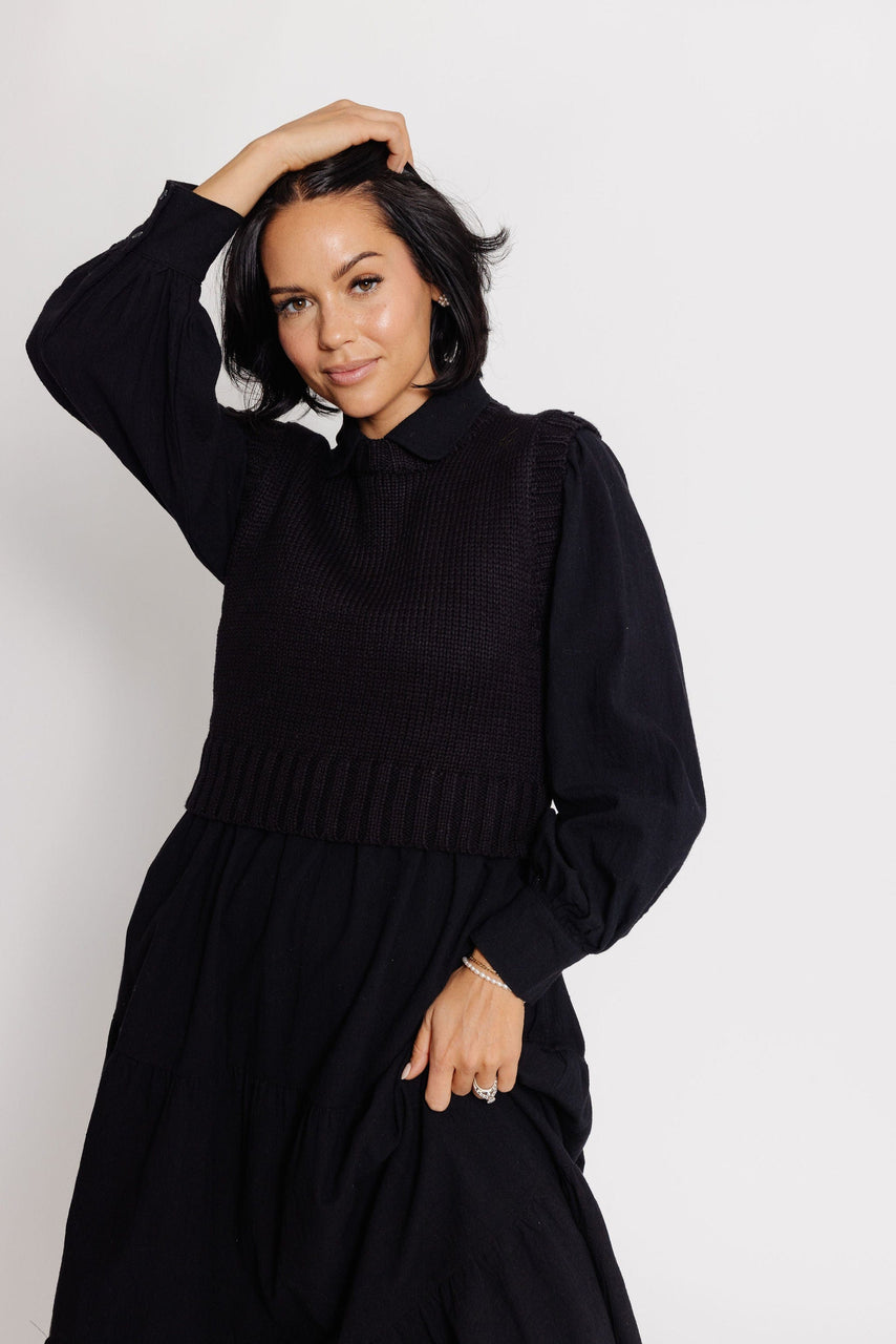 Abbie Dress and Sweater Vest in Black