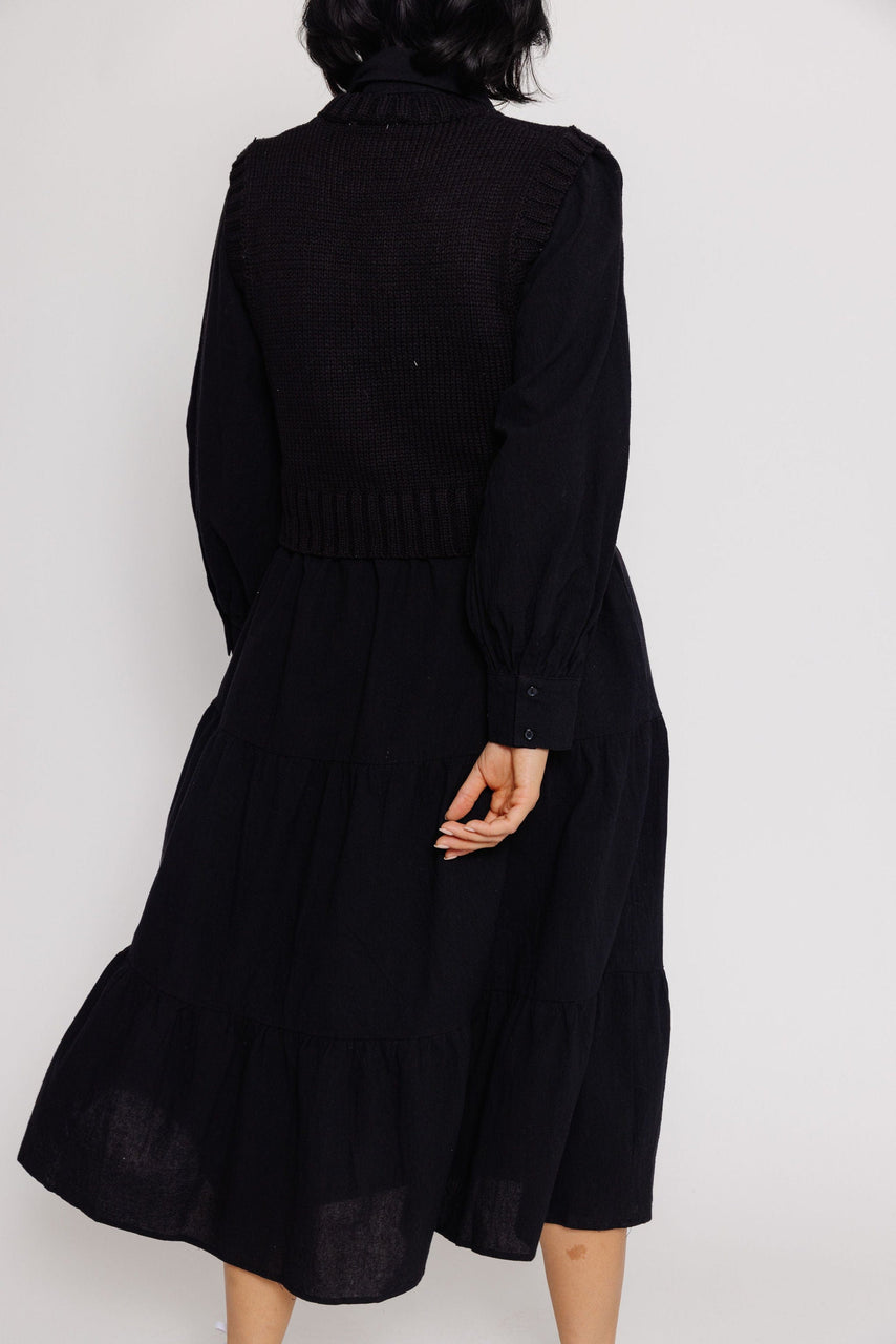 Abbie Dress and Sweater Vest in Black