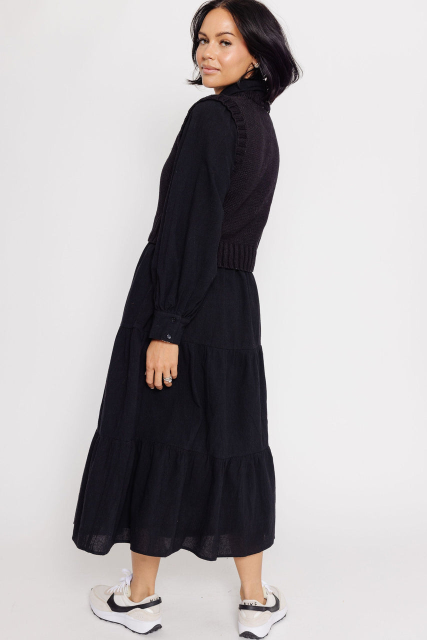 Abbie Dress and Sweater Vest in Black