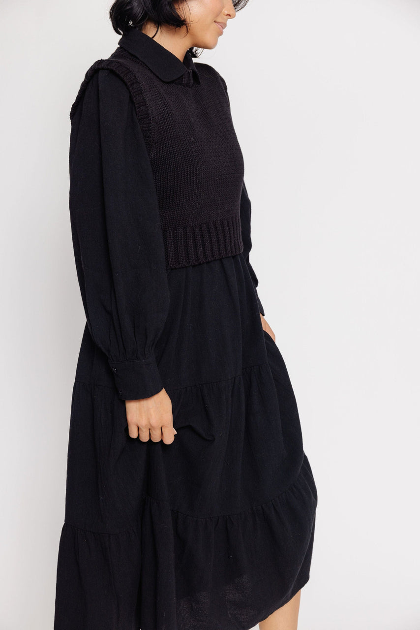 Abbie Dress and Sweater Vest in Black