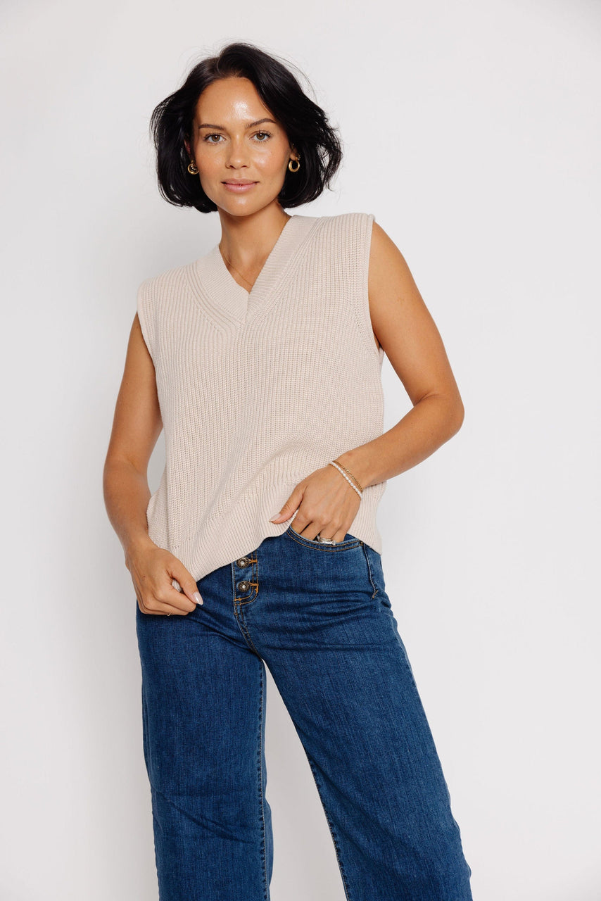 Aster Sweater Vest in Cream