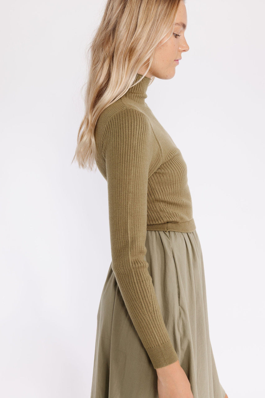 Aurelia Sweater Dress in Olive