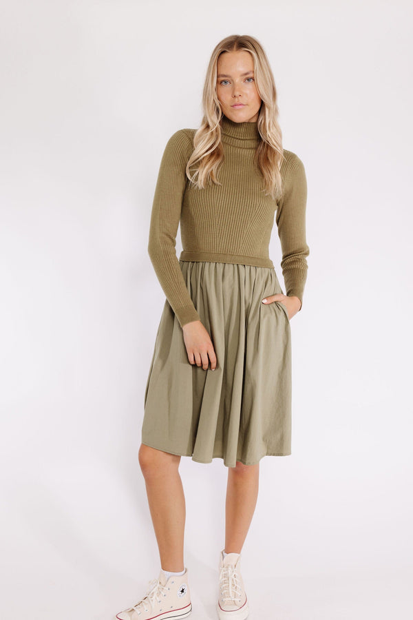 Aurelia Sweater Dress in Olive