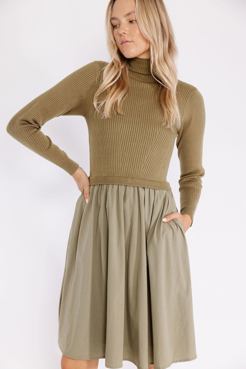 Aurelia Sweater Dress in Olive