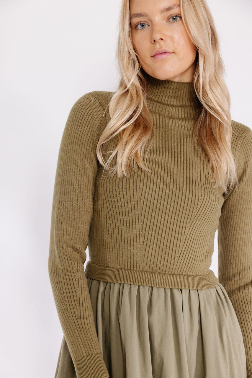 Aurelia Sweater Dress in Olive