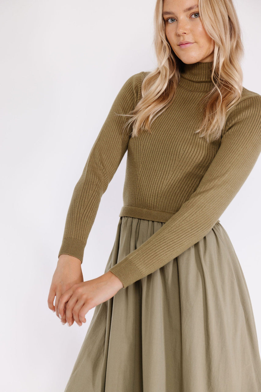 Aurelia Sweater Dress in Olive