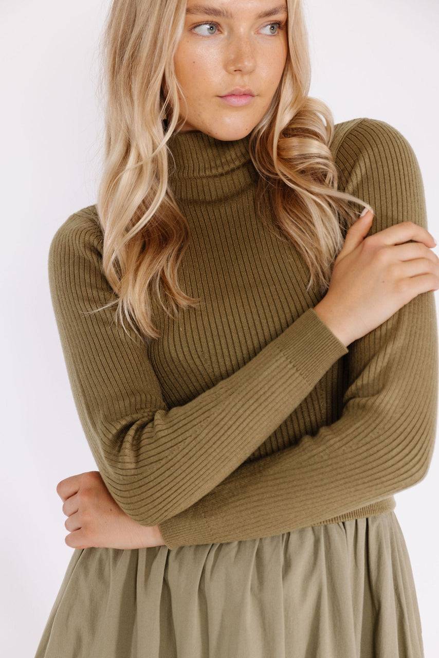 Aurelia Sweater Dress in Olive