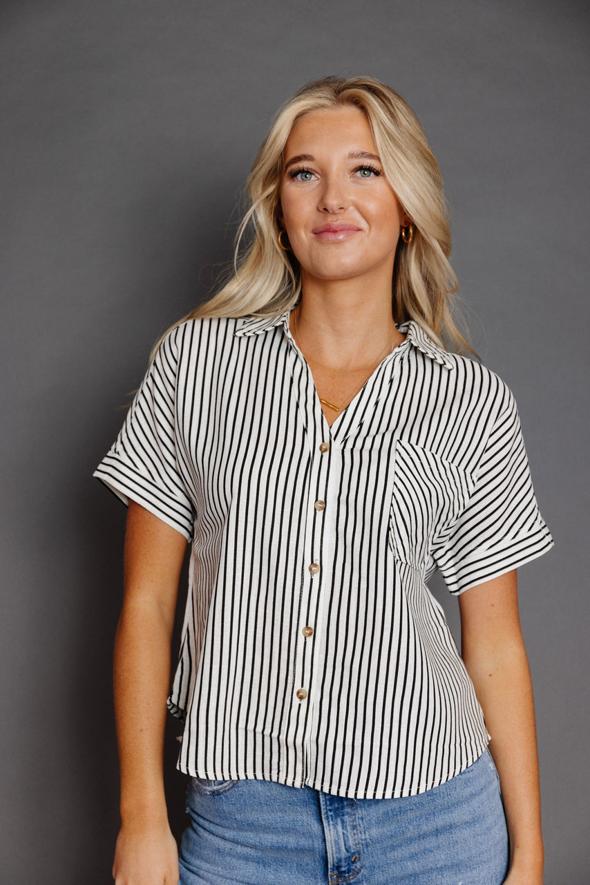 Griffin Blouse in ivory/Black