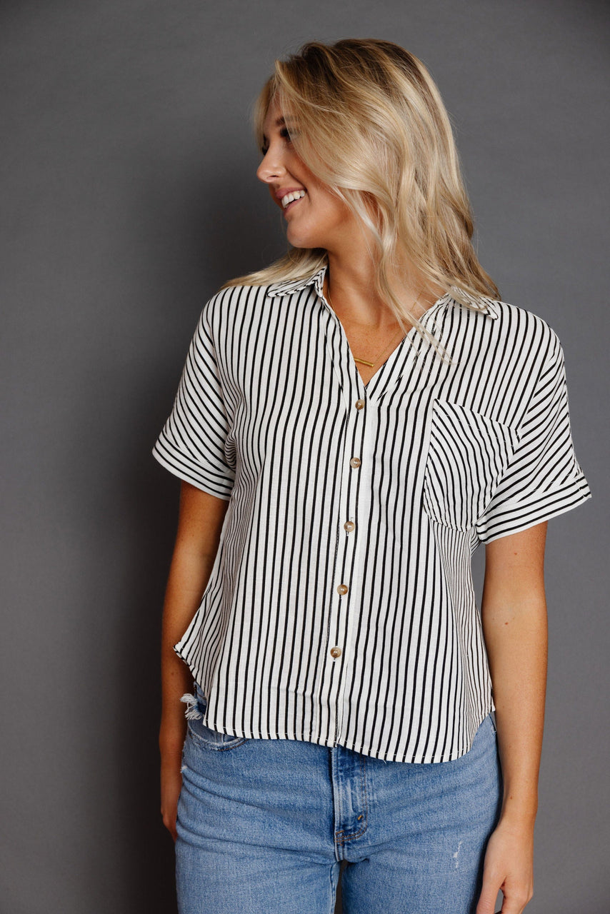 Griffin Blouse in ivory/Black