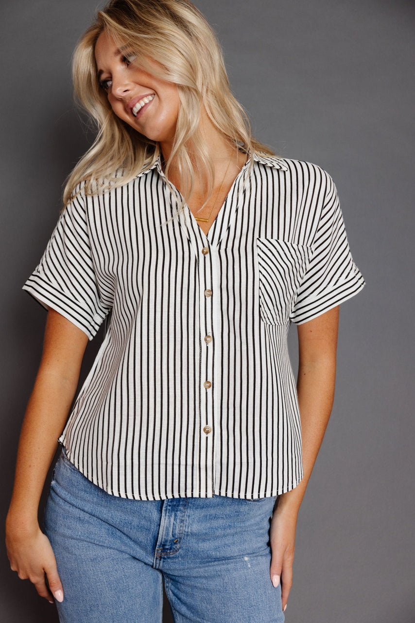 Griffin Blouse in ivory/Black