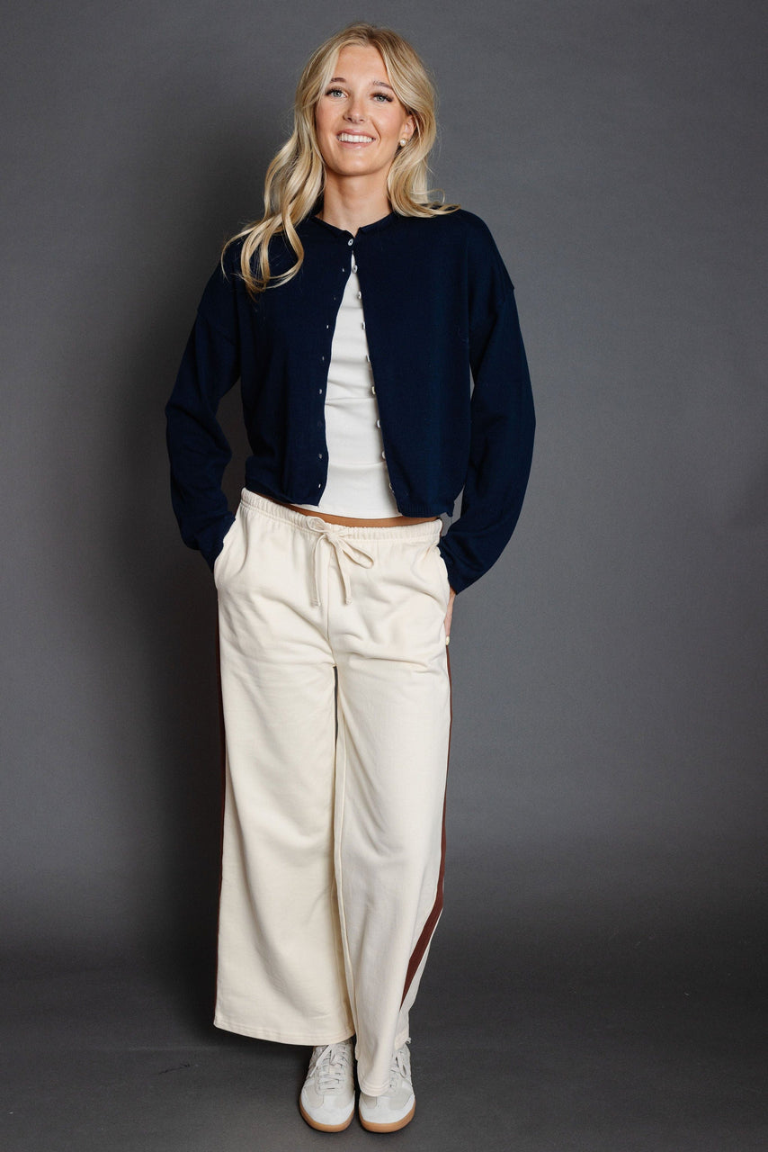 Peay French Terry Pant in Ecru/Brown