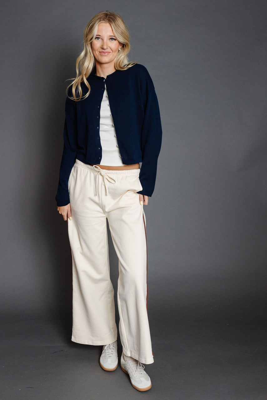 Peay French Terry Pant in Ecru/Brown