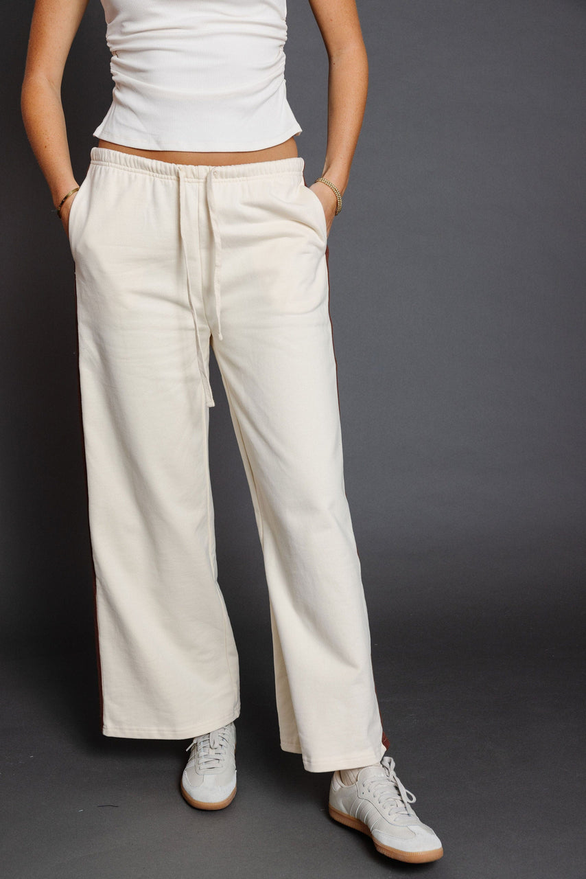 Peay French Terry Pant in Ecru/Brown