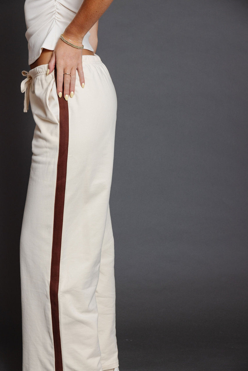 Peay French Terry Pant in Ecru/Brown