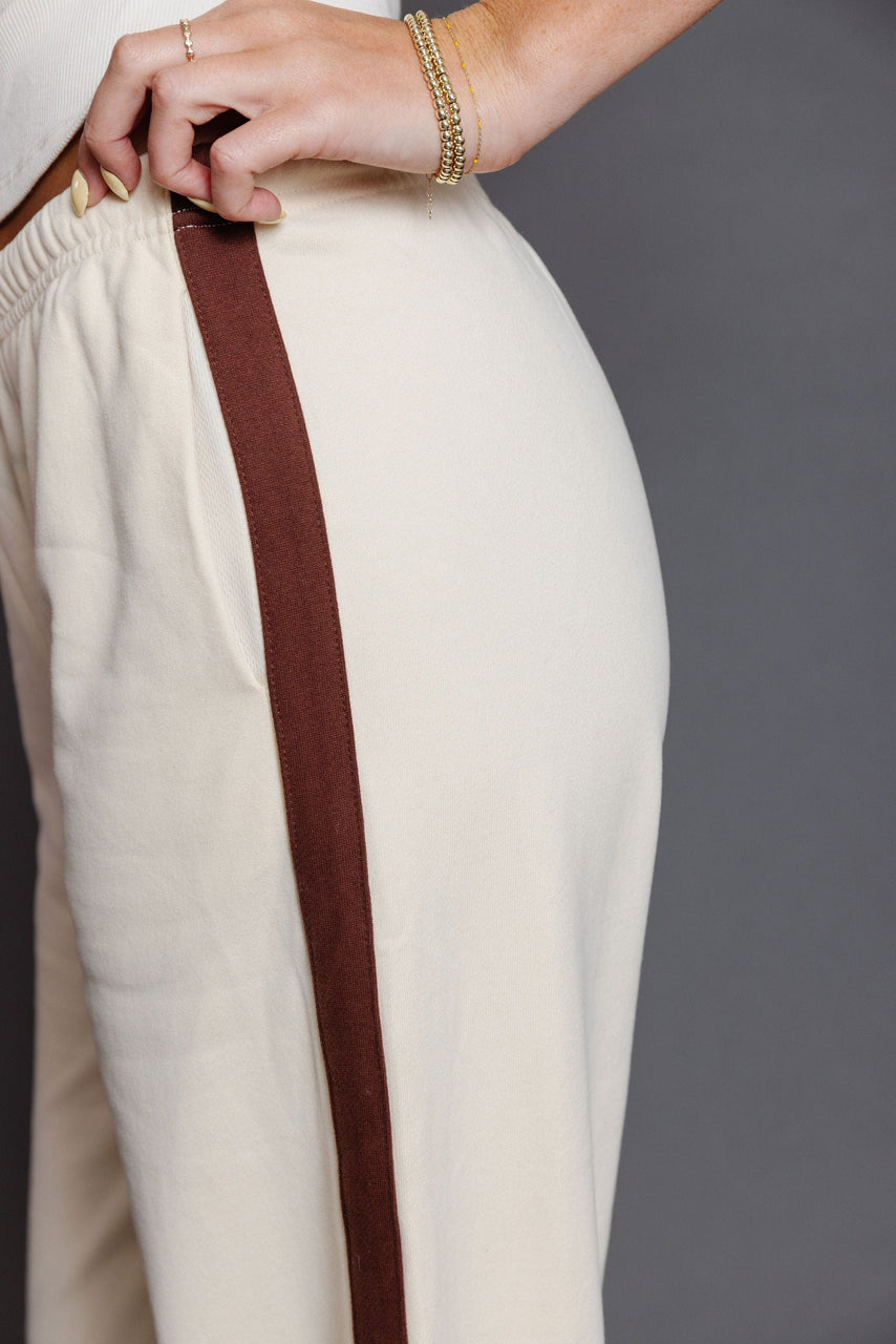 Peay French Terry Pant in Ecru/Brown