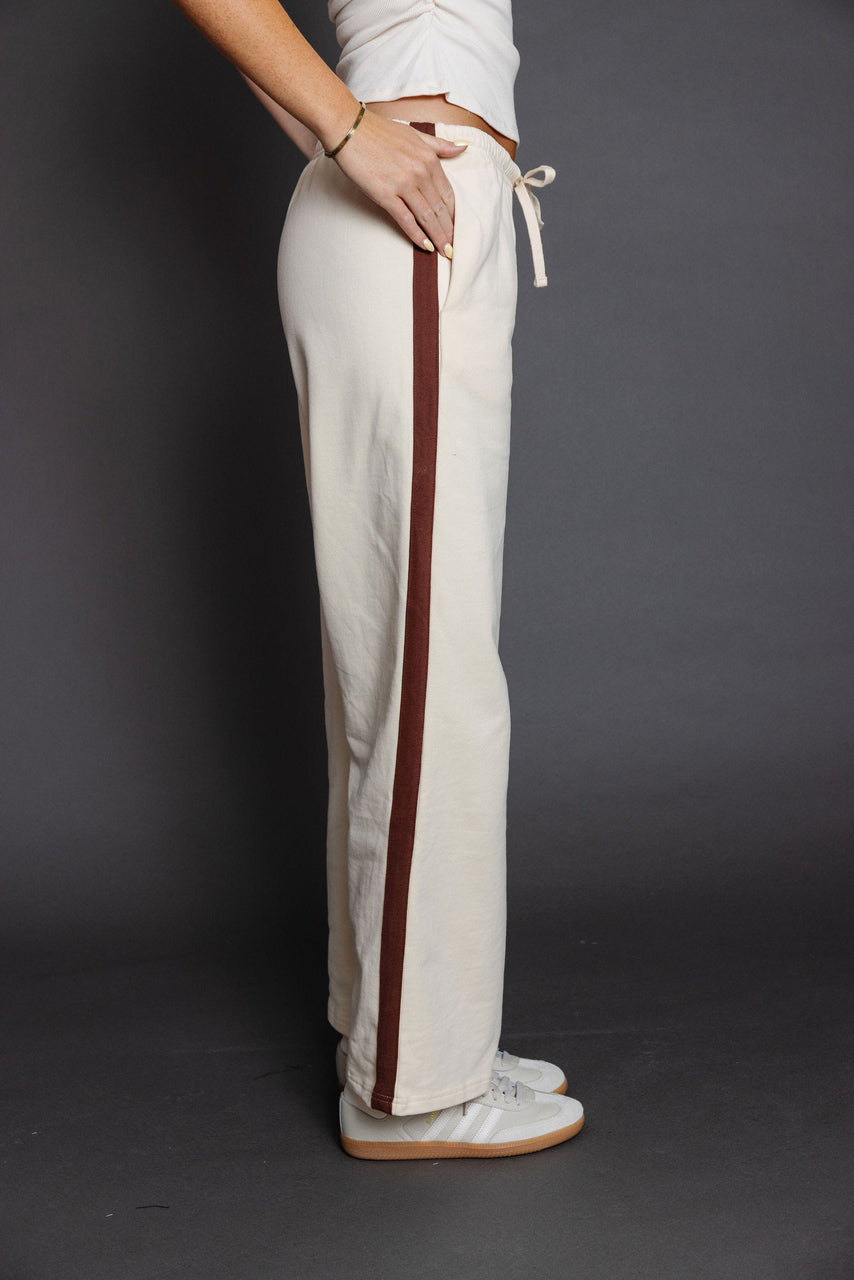 Peay French Terry Pant in Ecru/Brown
