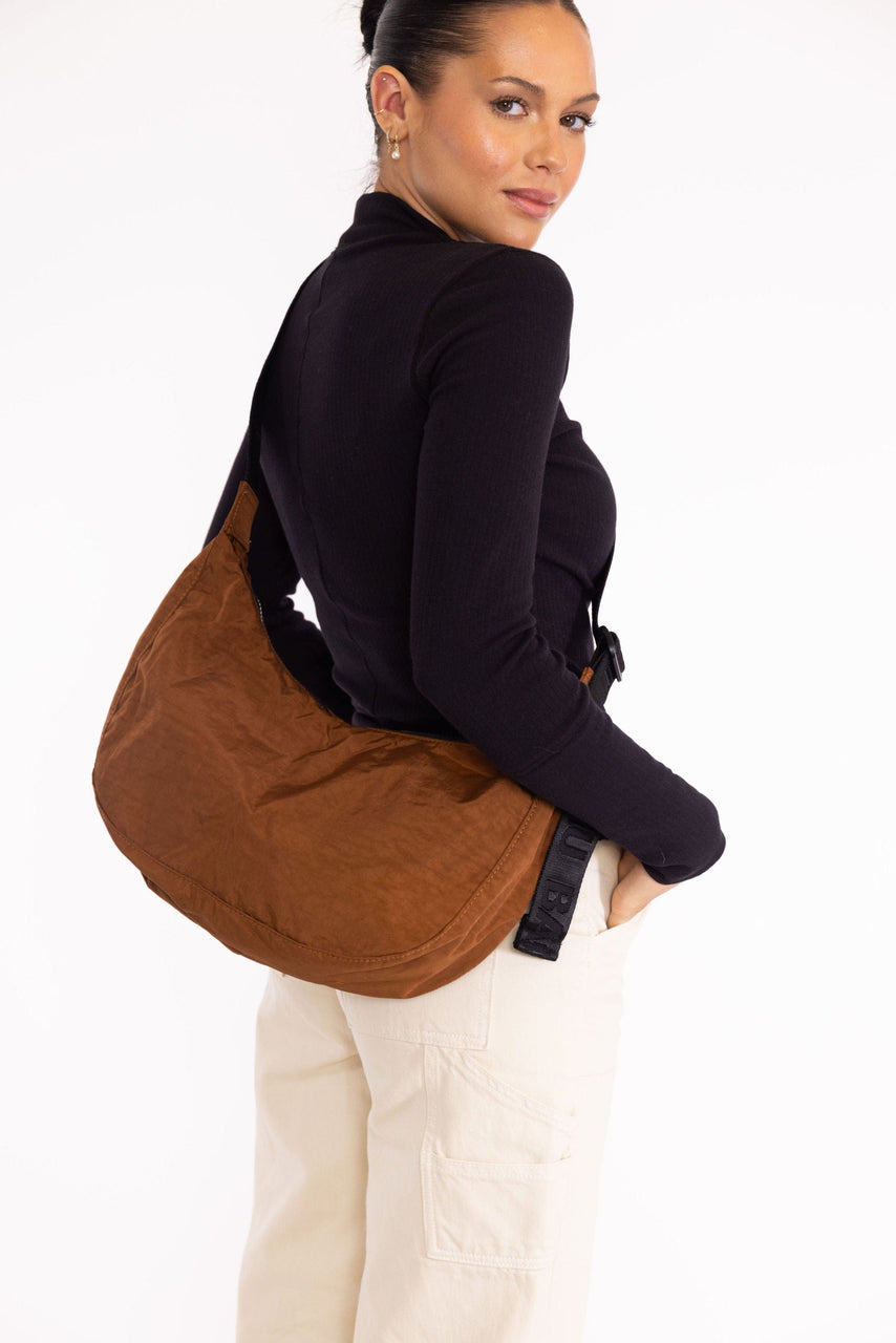 Baggu Medium Nylon Crescent Bag Brown