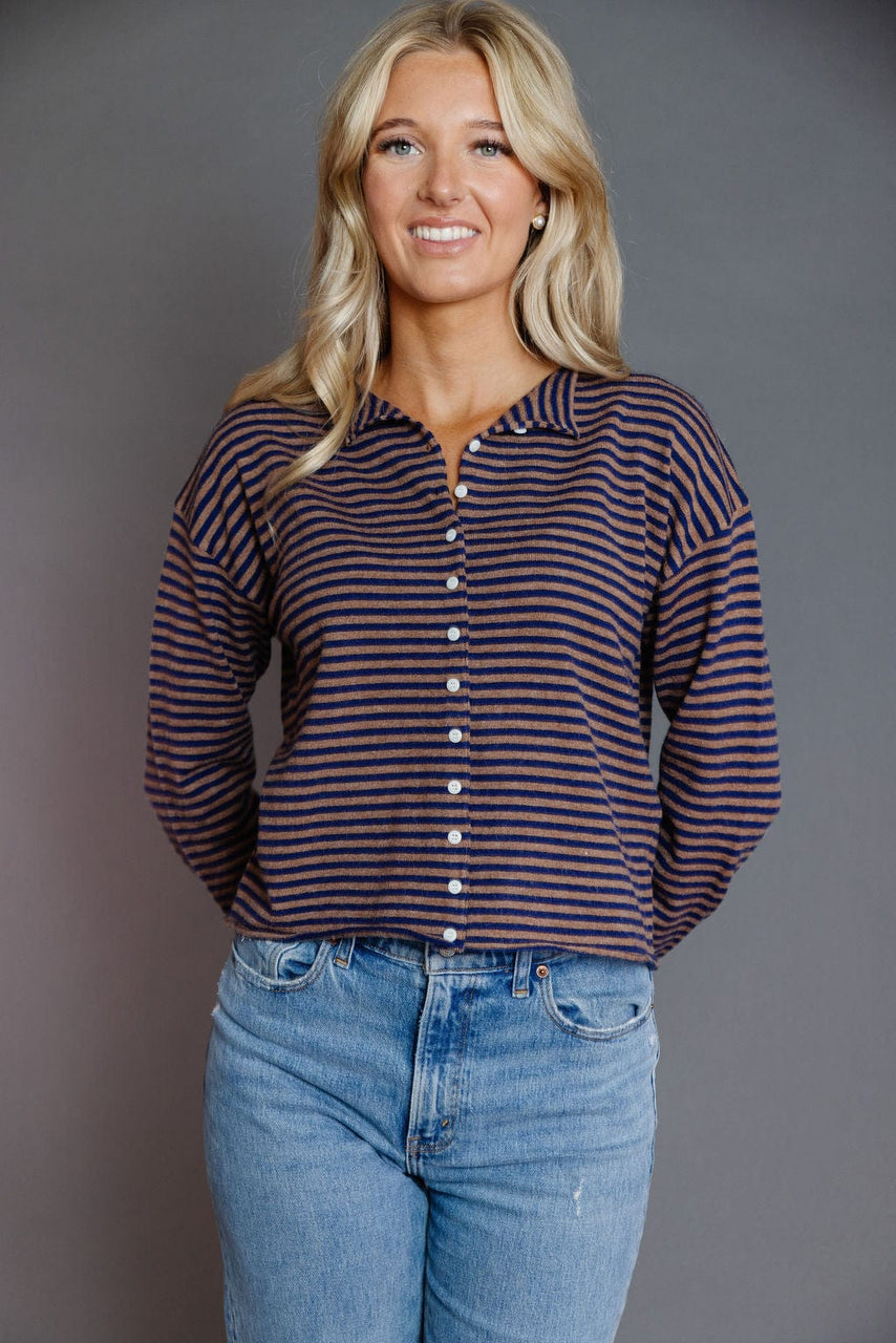 Elisa Cardigan In Navy/Brown