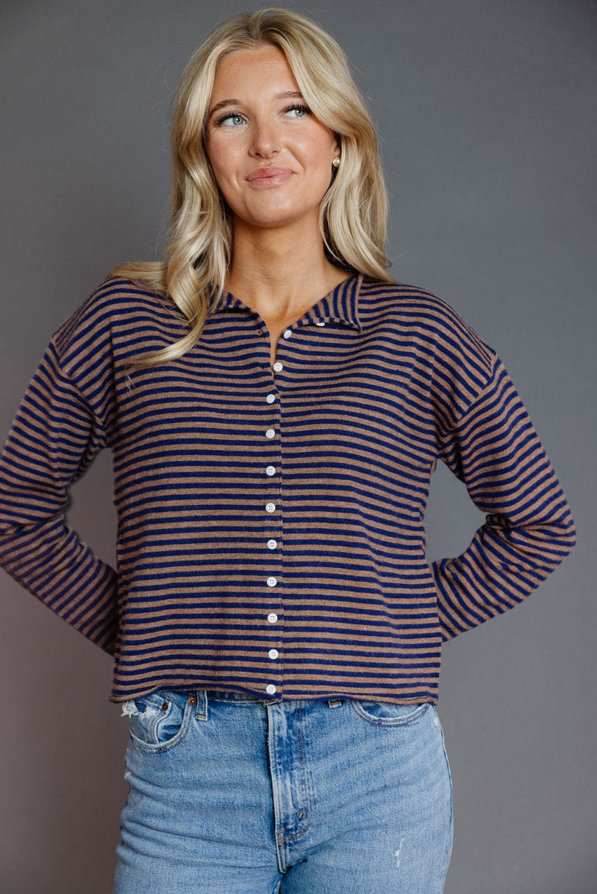 Elisa Cardigan In Navy/Brown