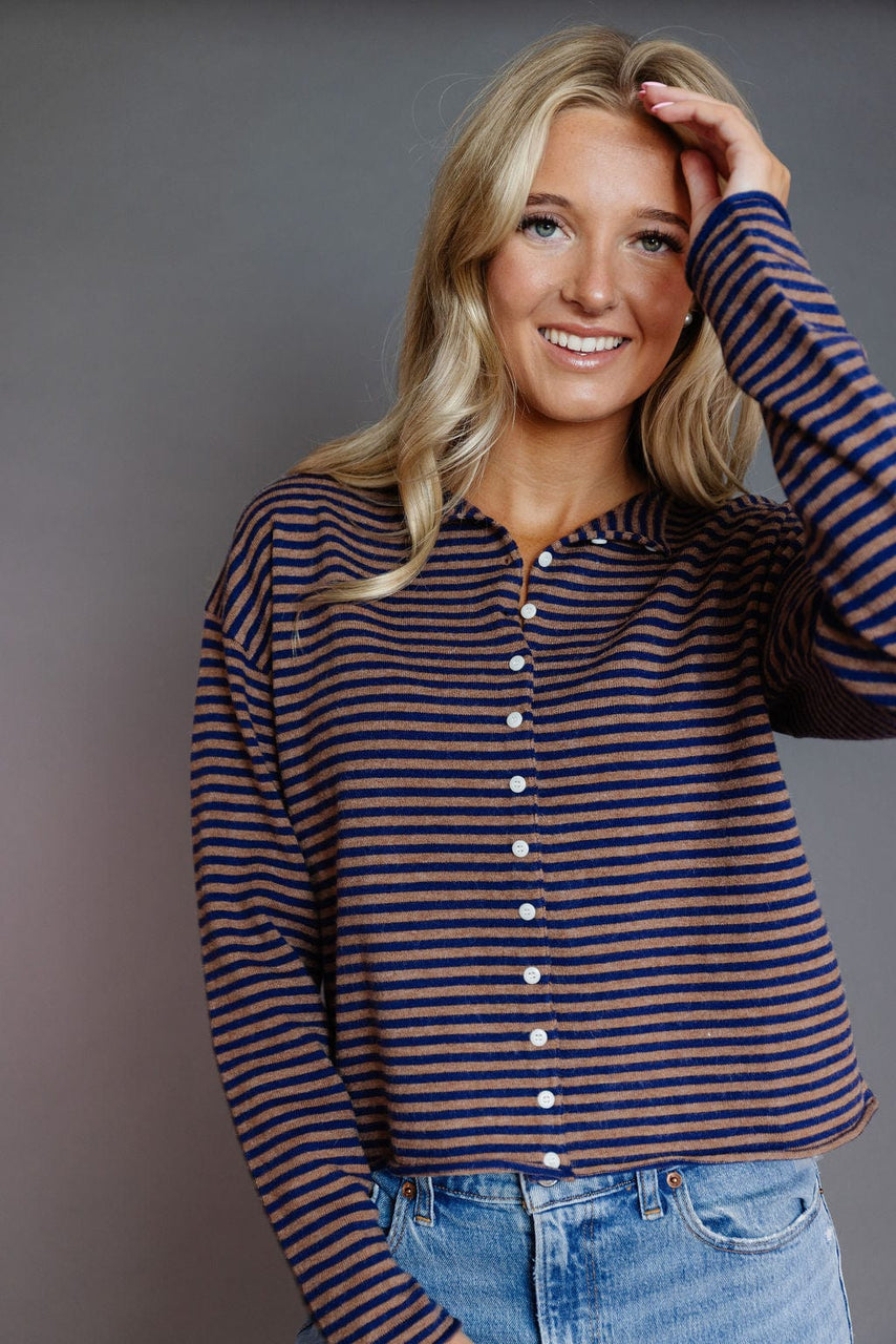 Elisa Cardigan In Navy/Brown