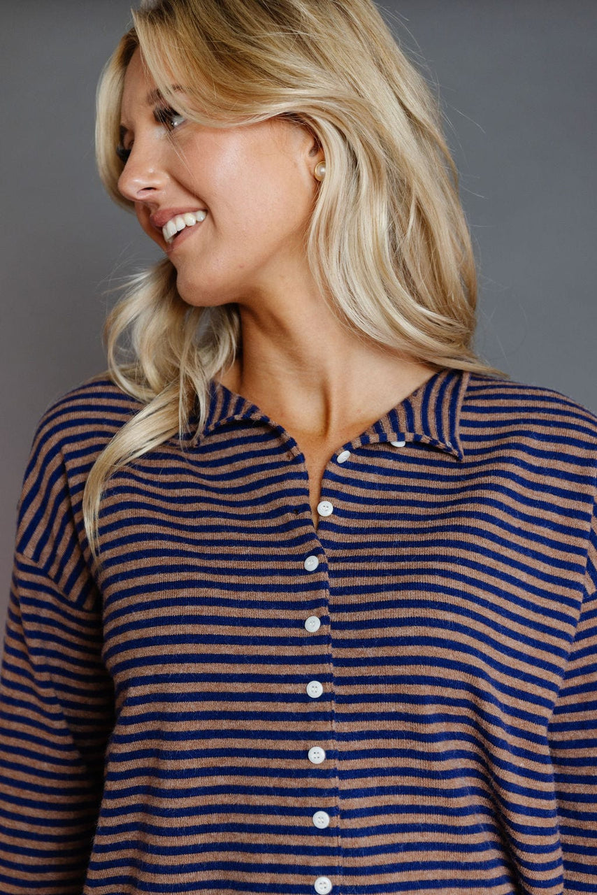 Elisa Cardigan In Navy/Brown