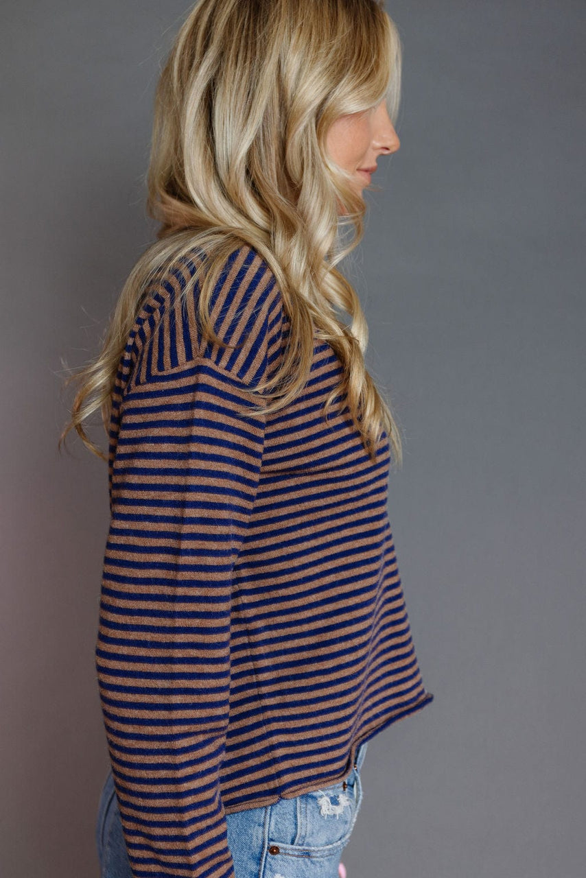 Elisa Cardigan In Navy/Brown