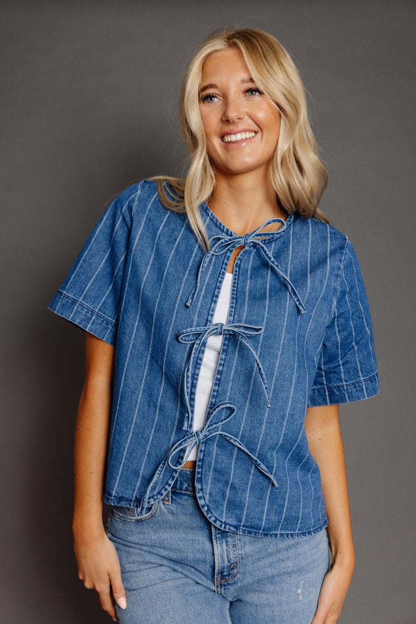 Maris Shirt in Denim/White