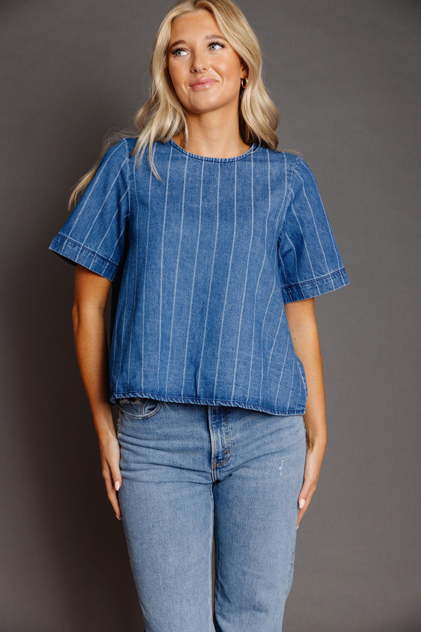 Maris Shirt in Denim/White