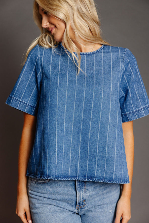 Maris Shirt in Denim/White