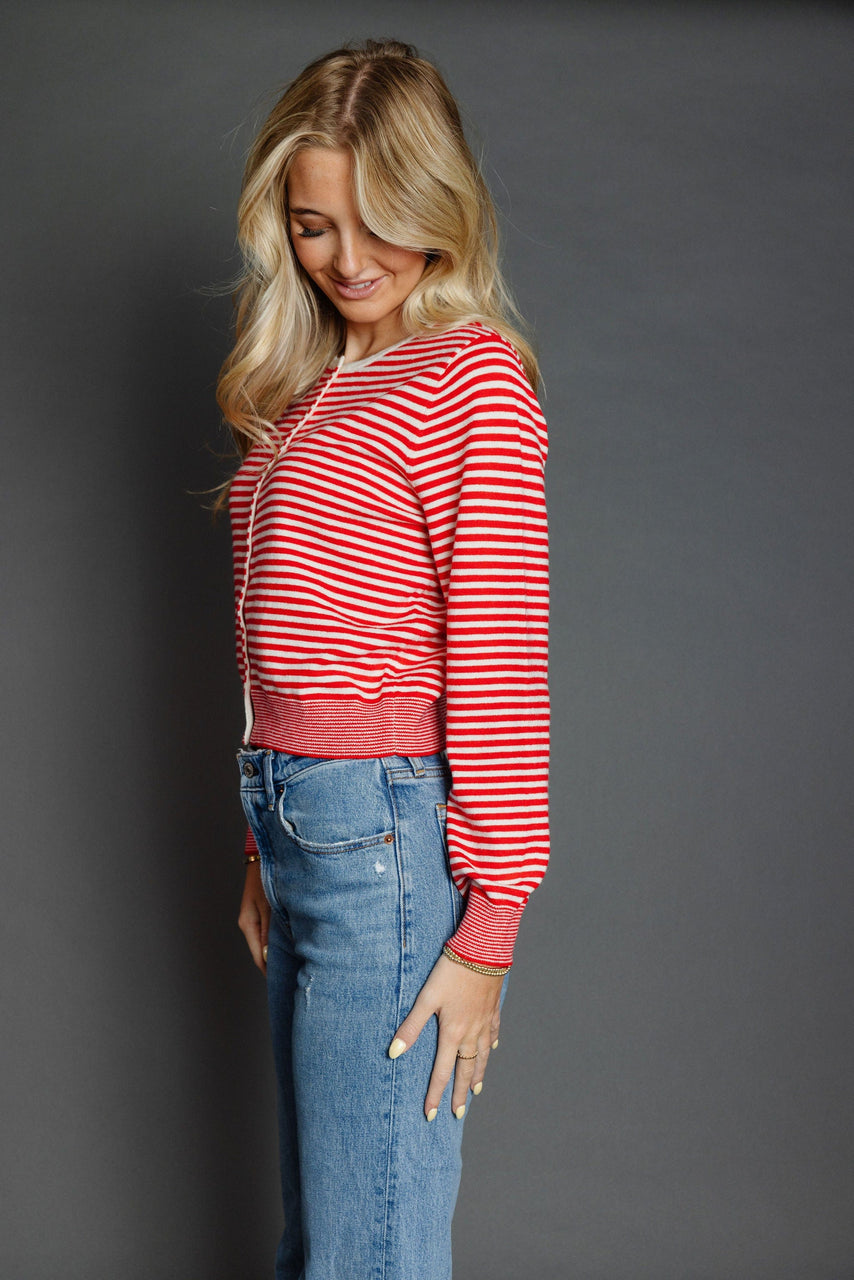 Montana Cardigan in Red/White