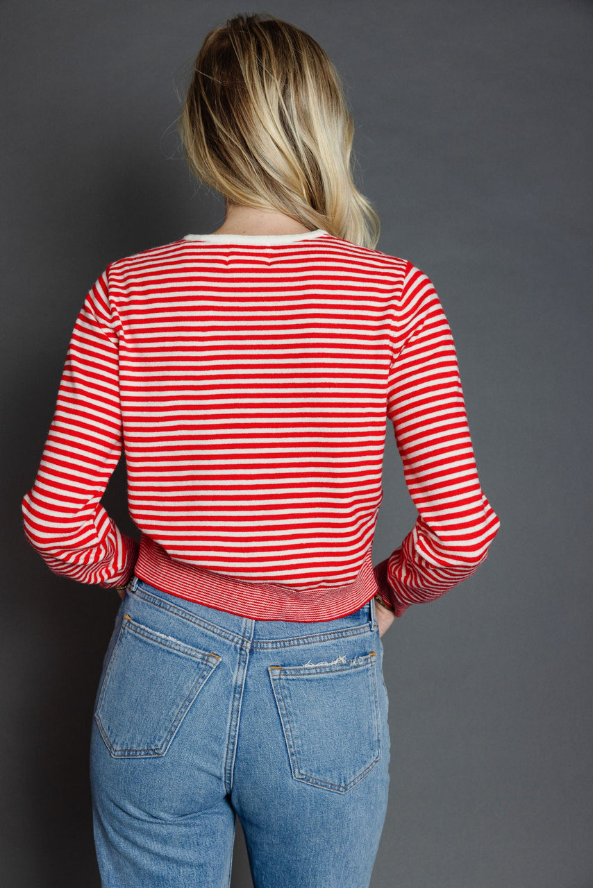 Montana Cardigan in Red/White