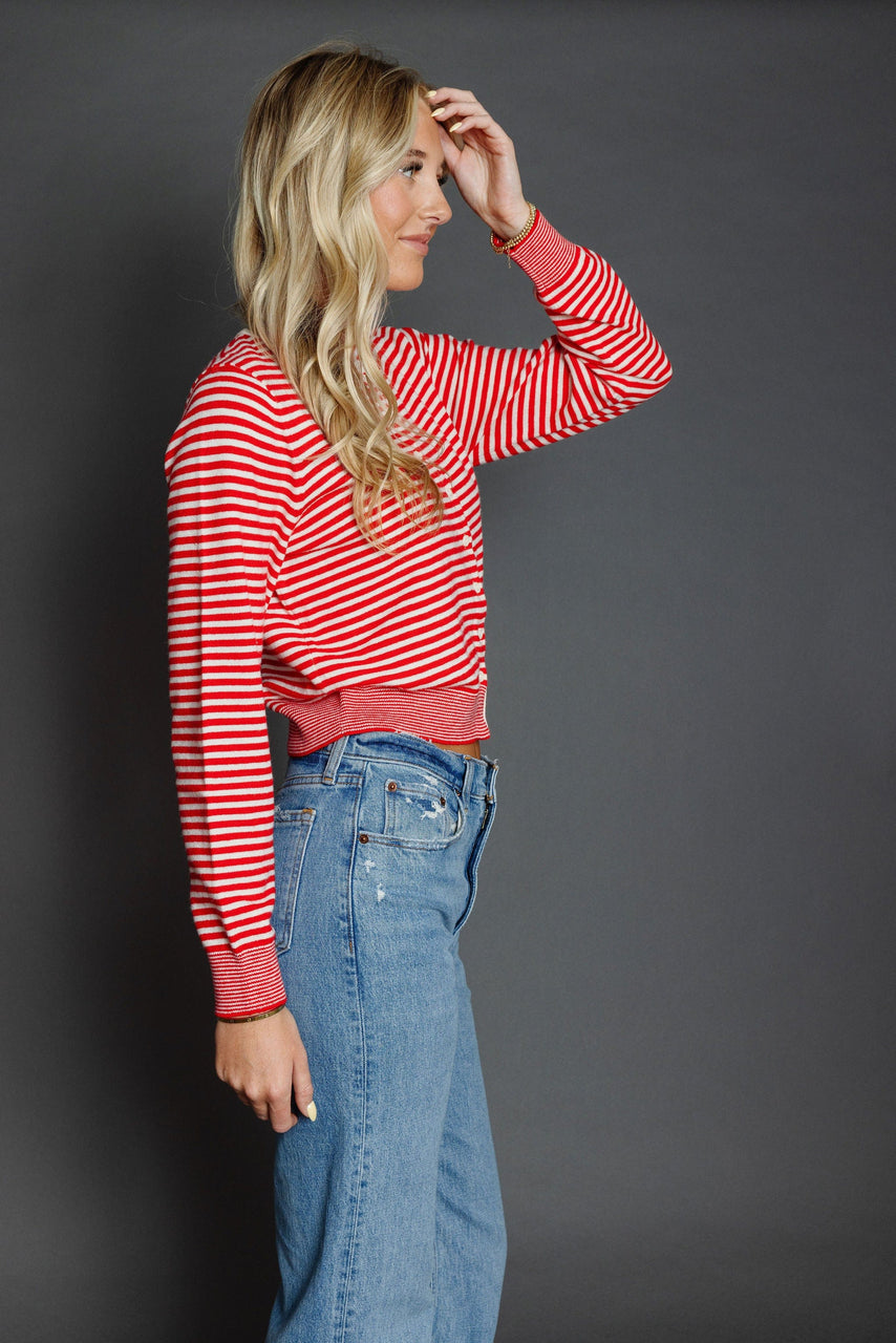 Montana Cardigan in Red/White