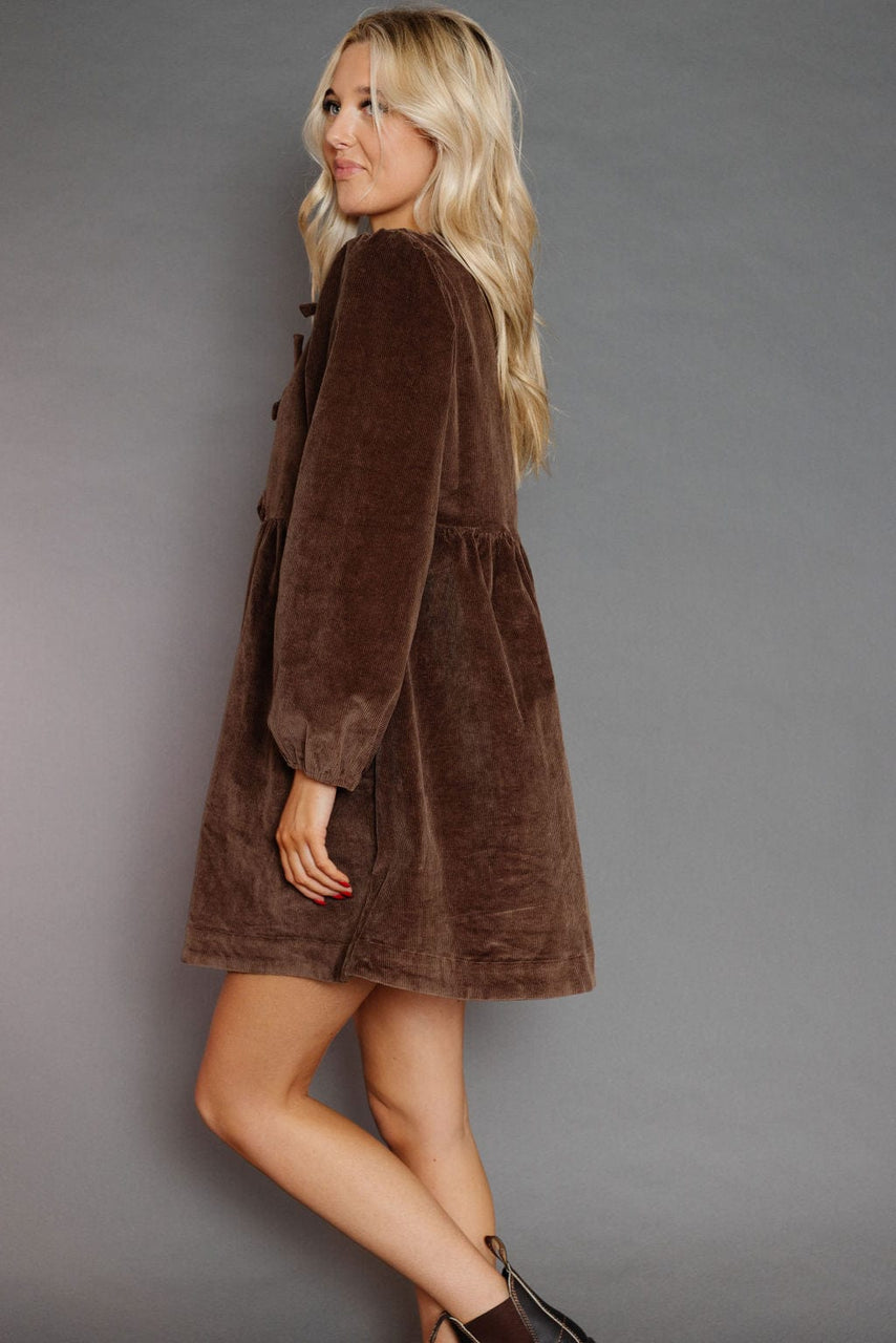 Precilla Corduroy Dress in Brown