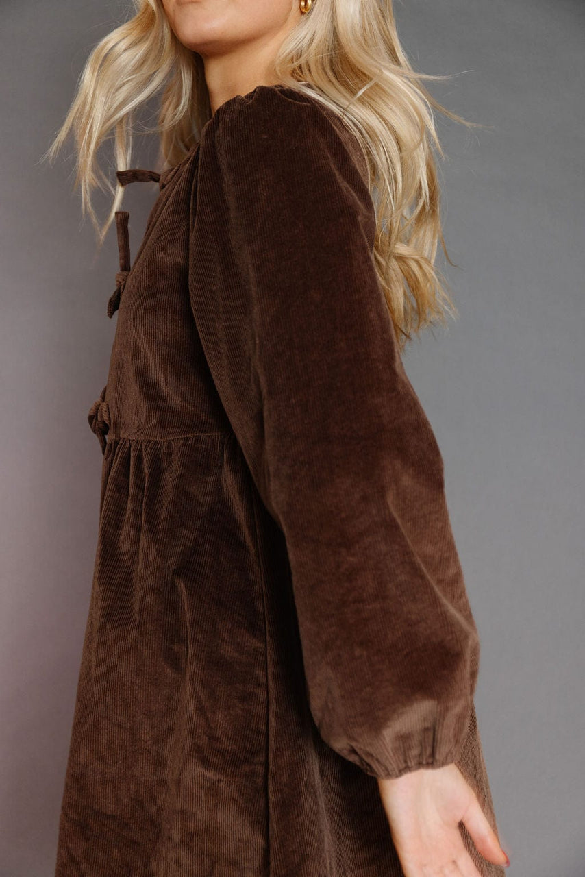 Precilla Corduroy Dress in Brown