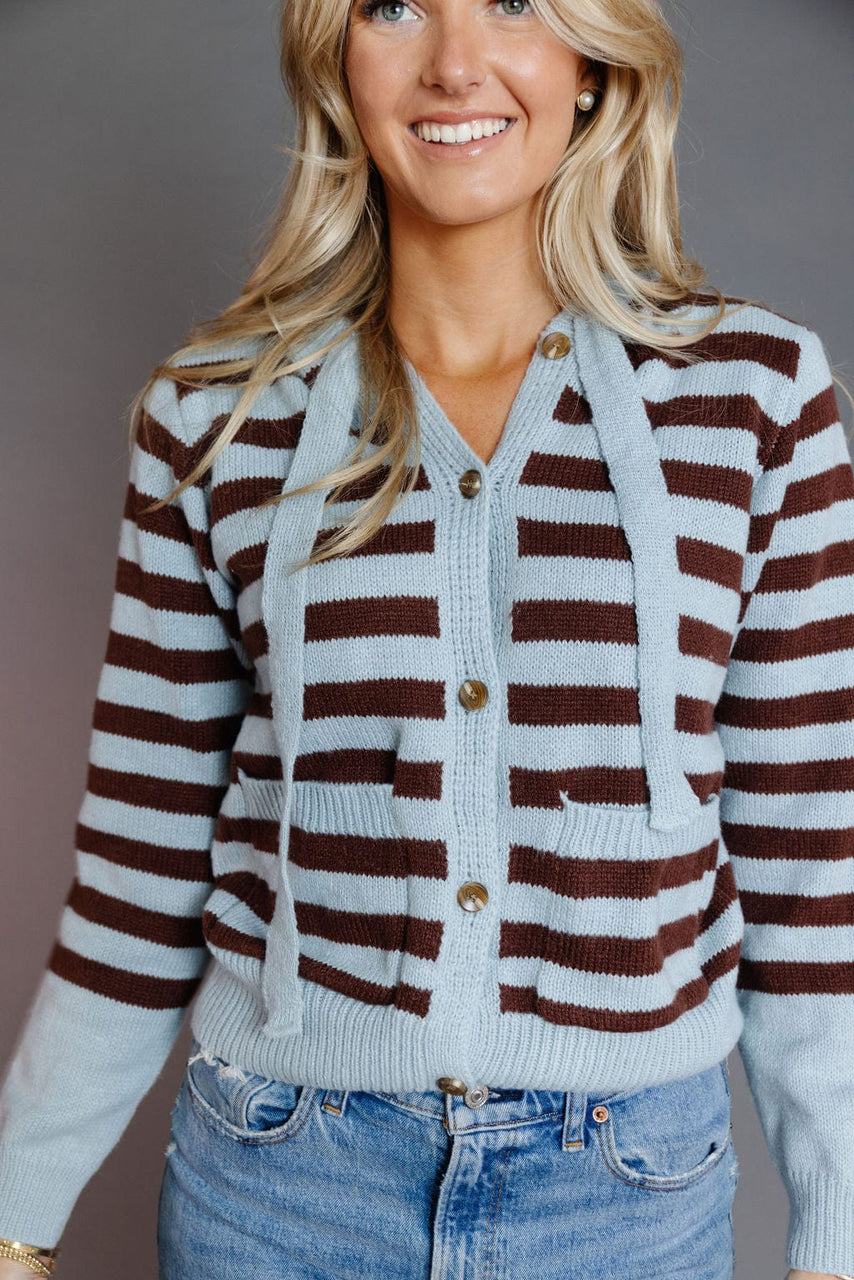 Princeton Cardigan Hoodie in Blue/Brown