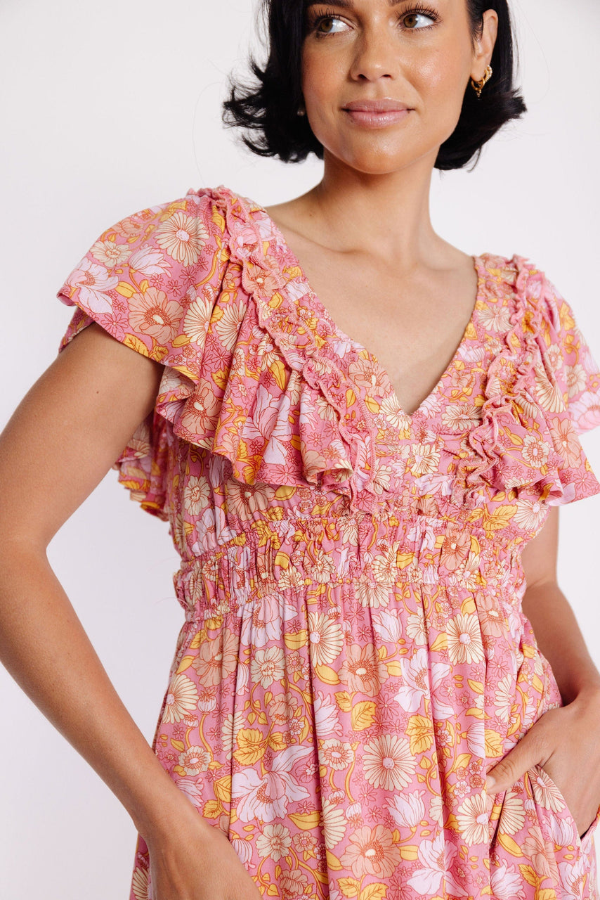 Camilla Dress in Slate Pink Floral