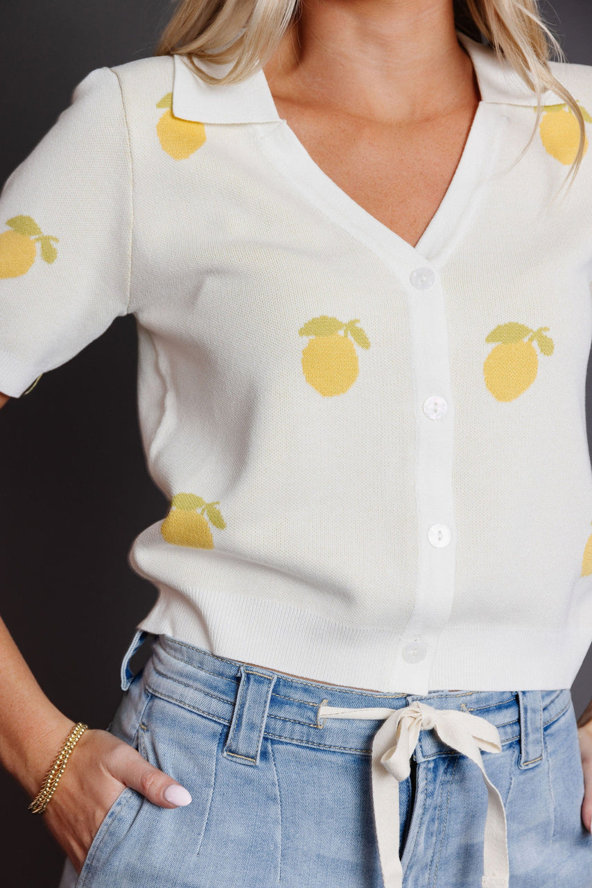 Citron Knit Top in Ivory