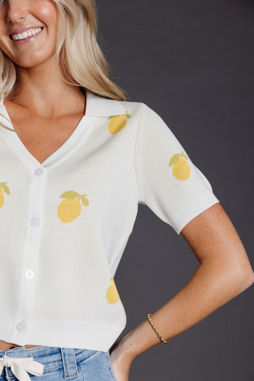 Citron Knit Top in Ivory