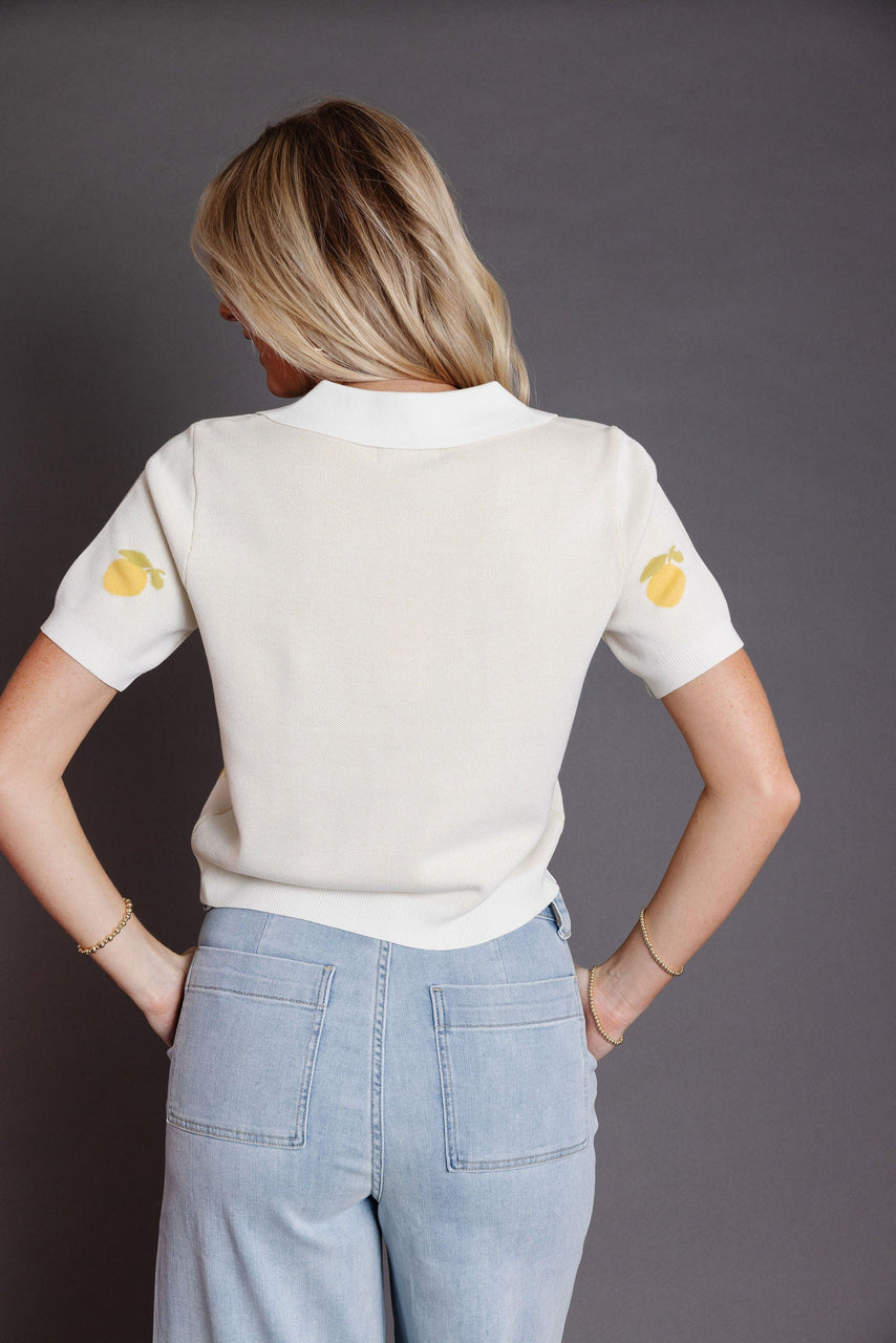 Citron Knit Top in Ivory