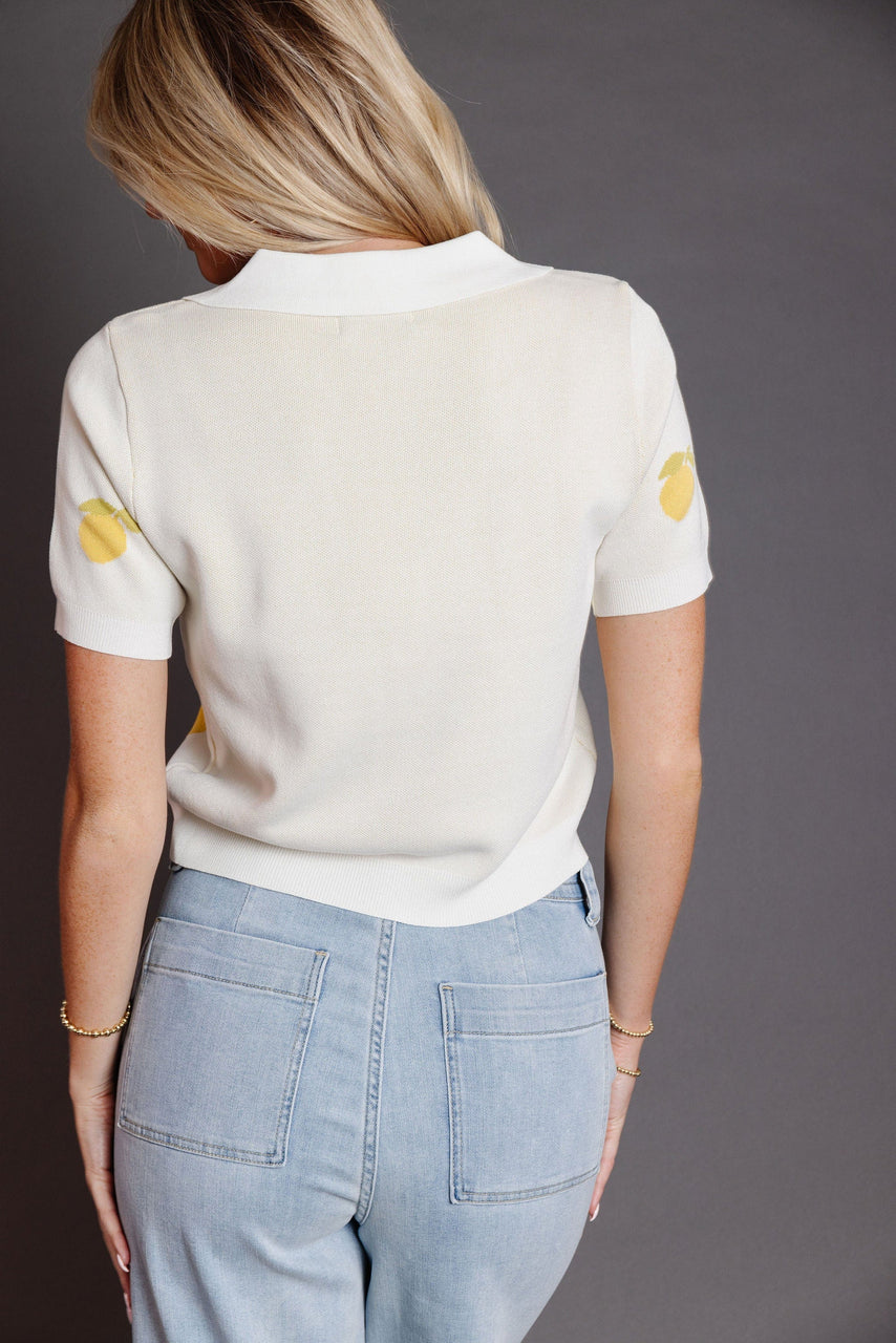 Citron Knit Top in Ivory