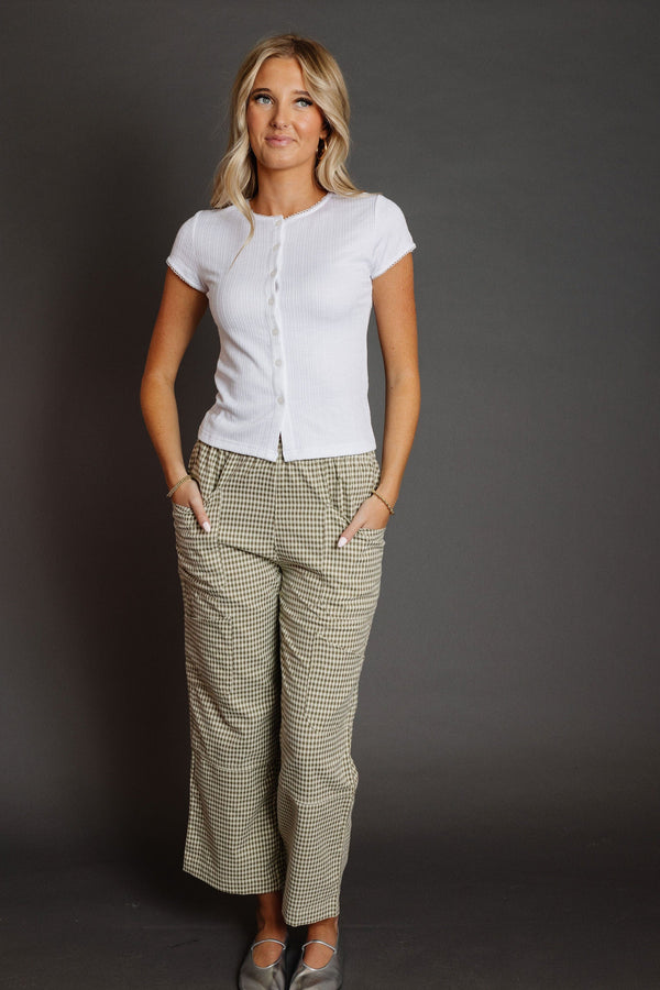 Irma Pant in Olive/Cream