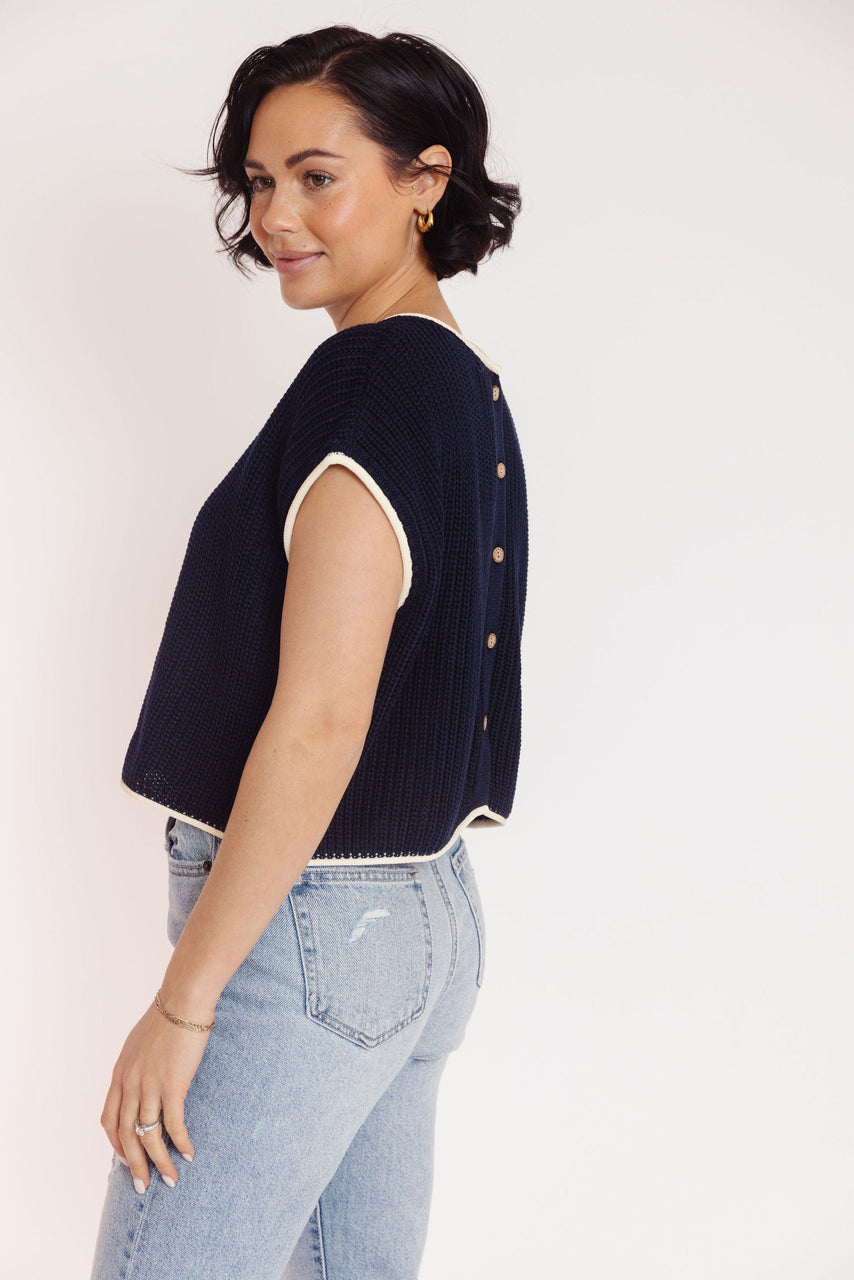 Finbar Sweater in Navy/Ivory