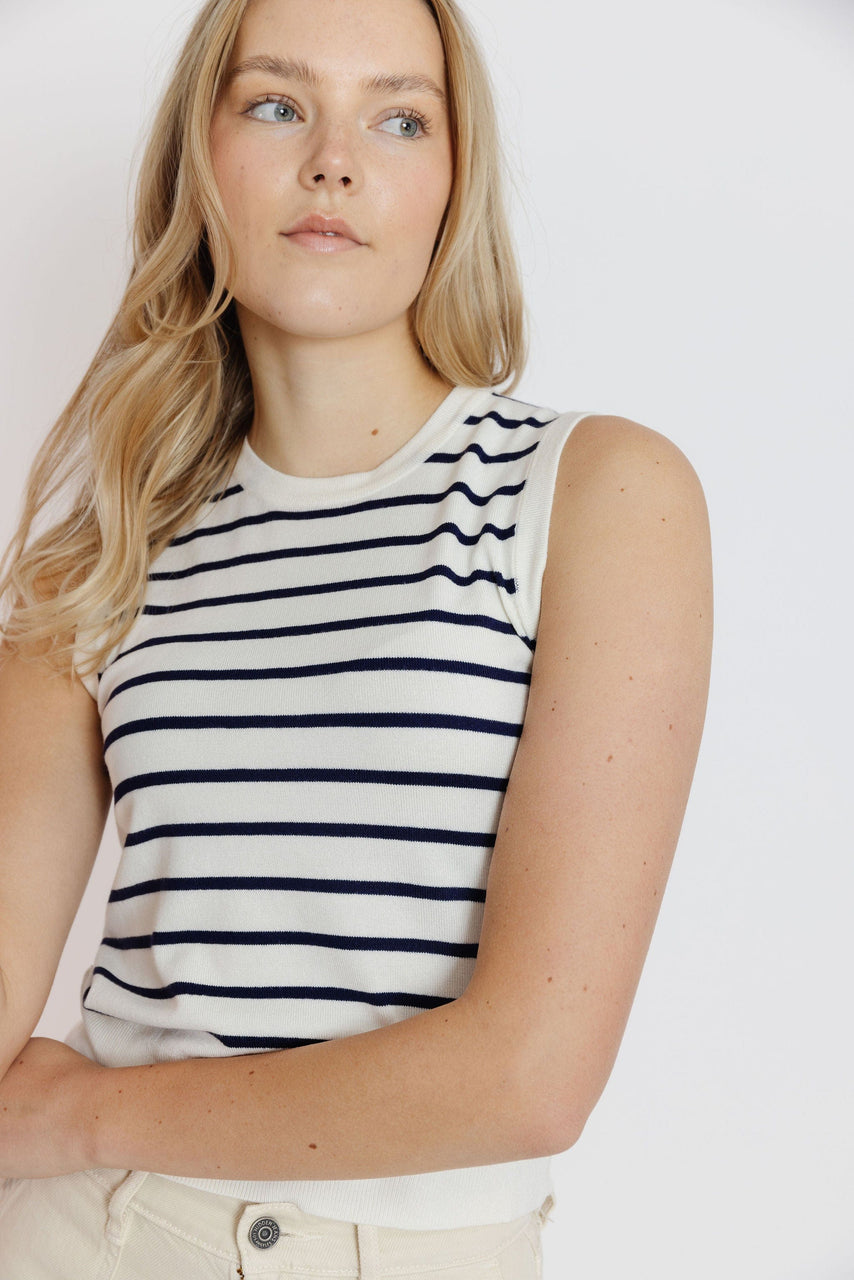 Finn Sweater Tee in Cream-Navy